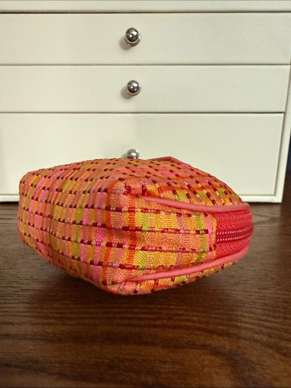 Lilly Thompson Orange & Pink Woven Mini Pouch/Case; Like New!